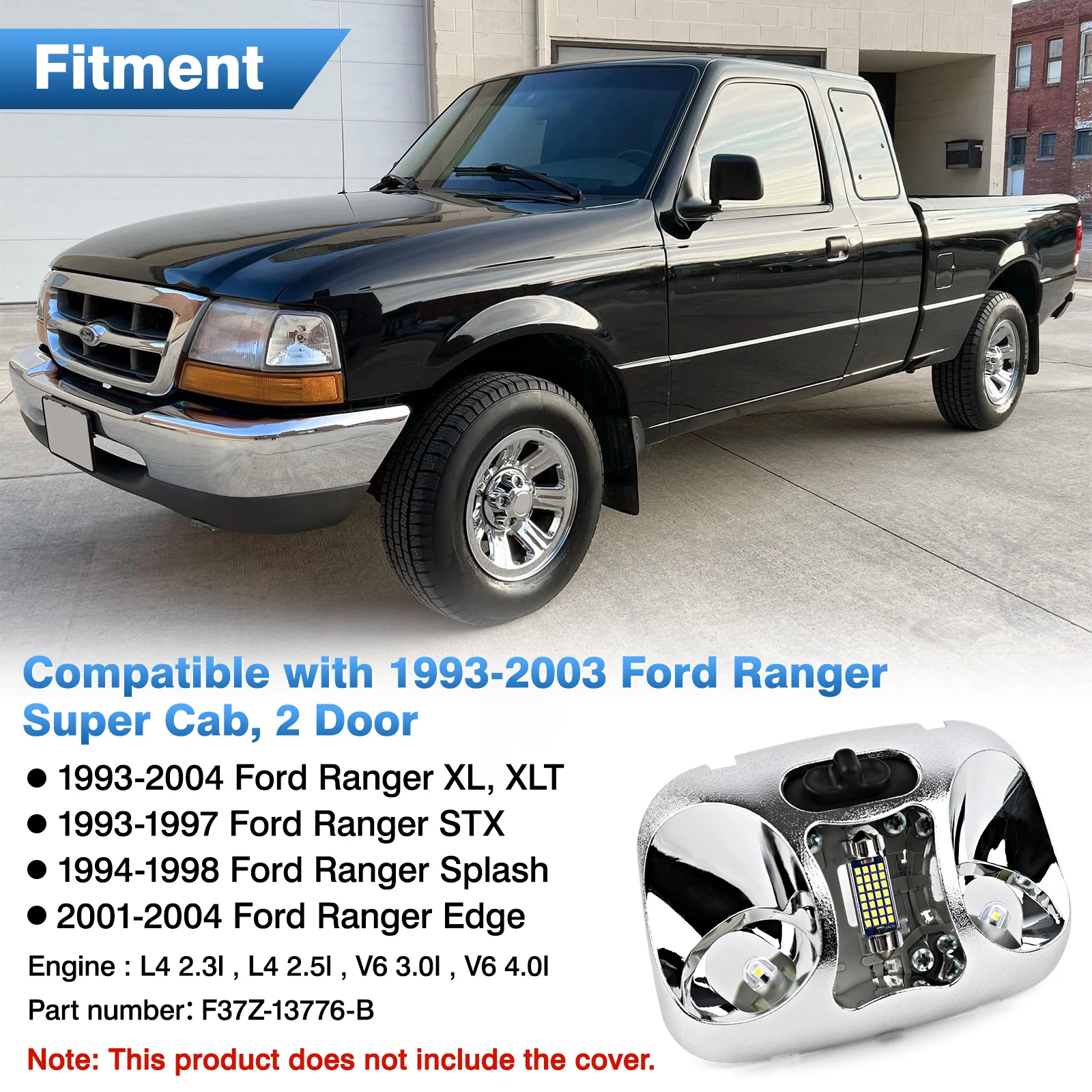For Ford Ranger 1993-2004 Ceiling Overhead Reading Lights ABS LED Cab Map Lamp Assembly Without Cover F37Z13776B