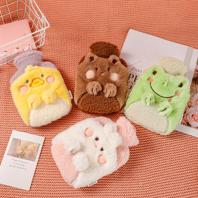 Plush Cartoon Animals Hot Water Bag Water Bottles For Girls High Density PVC Inner Liner Household Daily Necessities