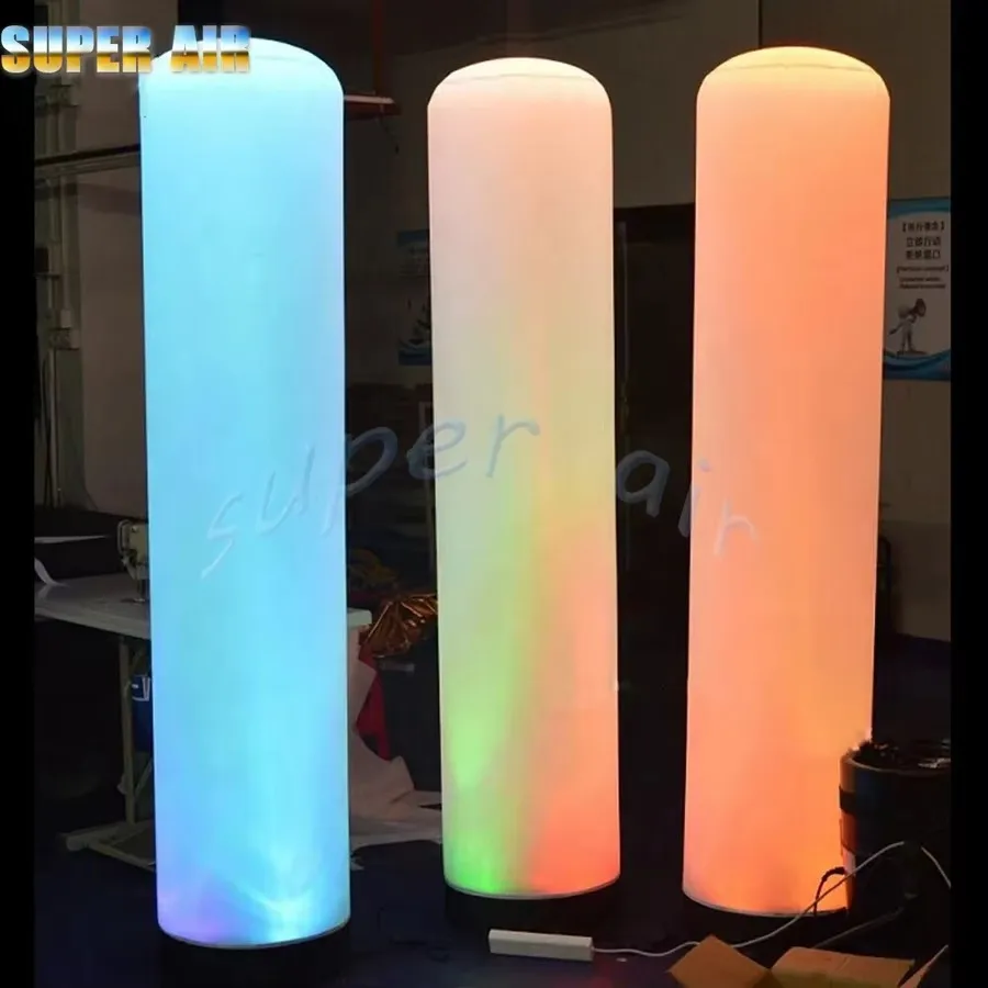 Tamaño y impresiones personalizados, tubo de iluminación inflable de pie con luz LED colorida para decoración de escenario