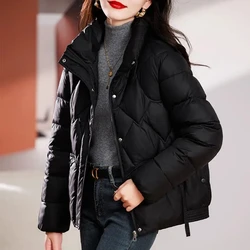 2024 Korean Fashion Women Puffy Coats Simple Solid Loose Short Parkas Winter Thick Warm Elegant Cotton Padded Female Down Jacket