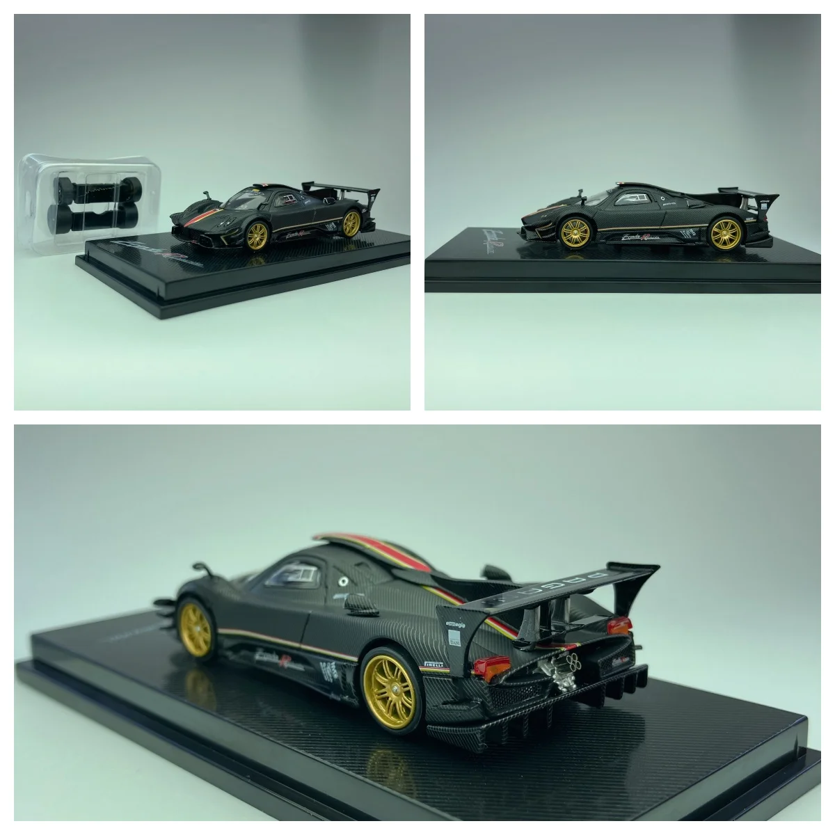 CM 1/64 Zonda R Black Carbon Diecast Model Car Collection Limited Edition Alloy