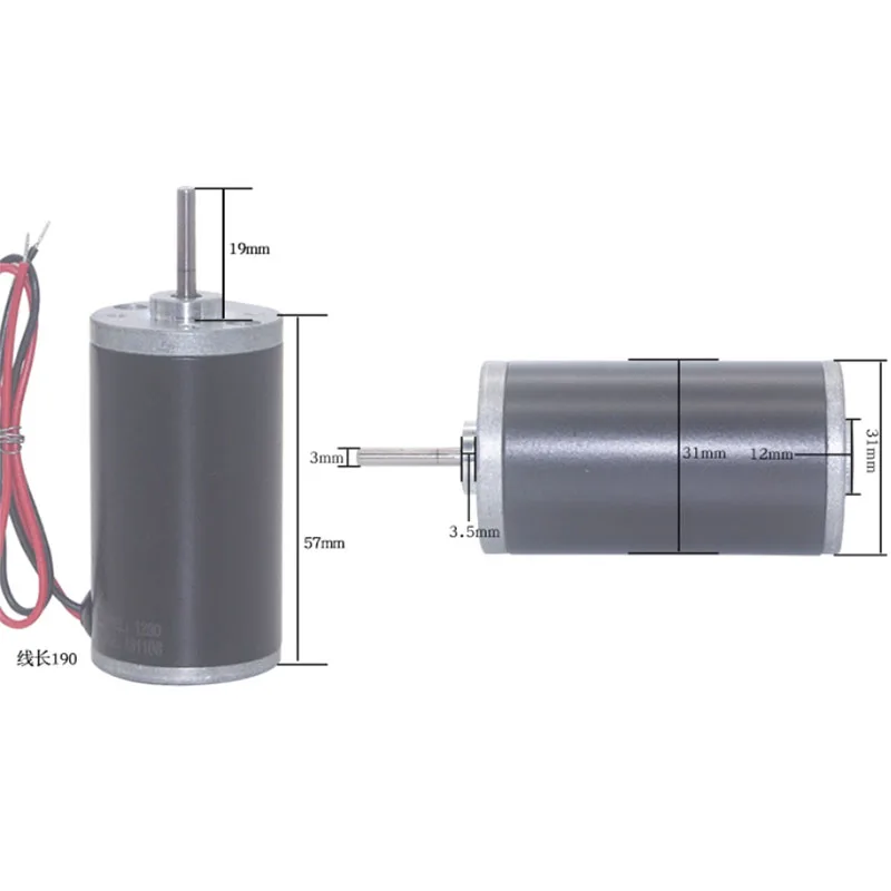 Motor Magnet Permanen 31ZY 6V 12V 24V Kecepatan Tinggi 4000~8000RPM CW/CCW Motor DC untuk Generator DIY Motor Mikro Berdaya Tinggi