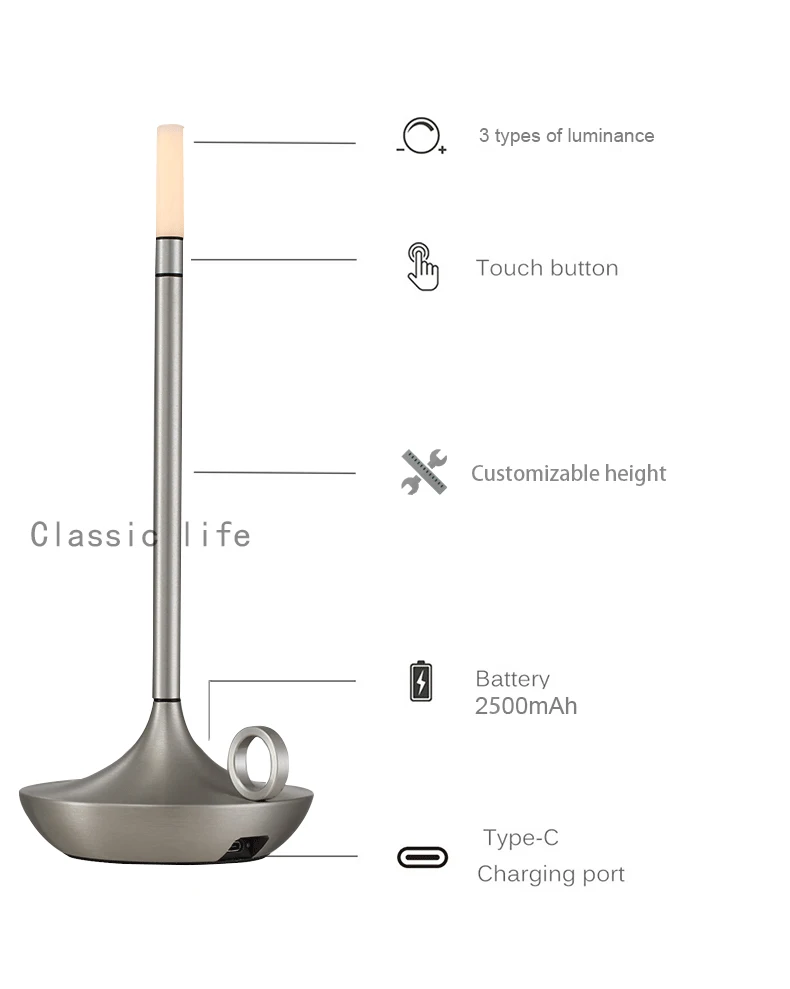 Modern wick Table Lamp Cordless Touch Button Rechargeable Desk Lamp  Table Lamp for Bedroom Living Room Restaurant