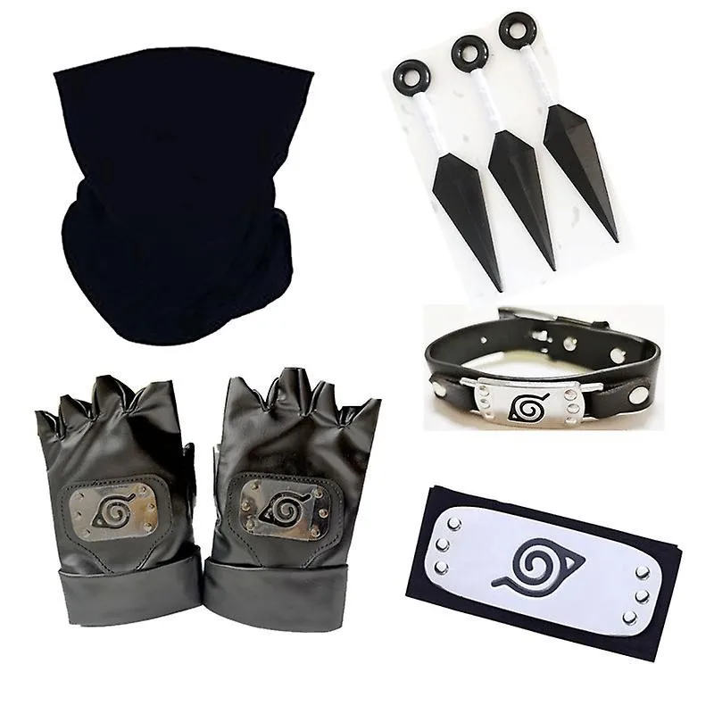 Anime Hatake Kakashi Cosplay Handschuhe Maske Stirnband Anime Zubehör Kunai Spielzeug Actionfigur Handschuhe Stirnband Uchiha Set Geschenk – Detail 5