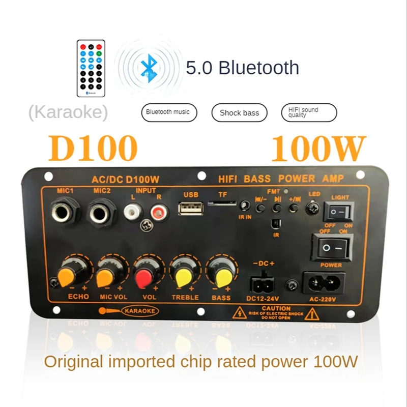 AC220V 12V 24V High Power Digital Amplifier Board Bluetooth Subwoofer Amp Car Home TF USB RCA Audio Amplificador