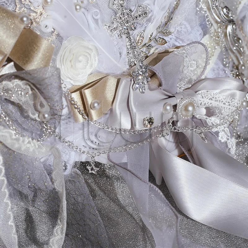 Sweet Lolita Lace Bowknot Pearl Rose Flower Feather Hand Fan for Women Girls Party Photo Props Show Dancing Gift Handmade