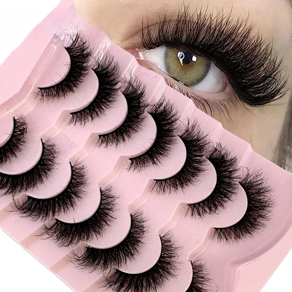 

Mink Lashes Natural Look False Eyelashes Wispy Cat Eye Lashes Fluffy 3D Mink Lashes Natural Fake Lashes Strip Lashes Pack 7Pairs