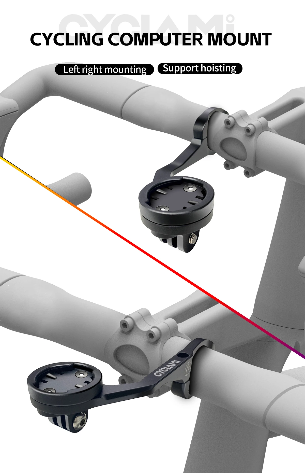 Scheinwerferhalterung aus Aluminiumlegierung, doppelseitige Montage, GPS-Fahrradcomputerhalterung, CYCLAMI S5 für GARMIN XOSS IGPSPORT MTB, Rennrad – Detail 1