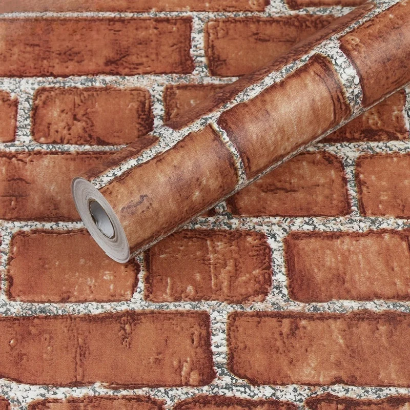 Retro Brick Pattern PVC Self-adhesive Wallpaper 10M Renovation Living Room Decoration TV Background Wall Sticker Home Decoration