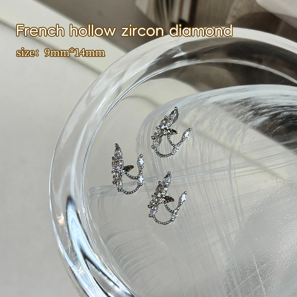 KANIU 1 Stück Ausgehöhlte Nagel-Diamant-Charms Luxuriöse Schmetterlings-Ketten-Nagel-Zirkonia-Quasten-Legierungs-Charms für lange Nagelkunst-Designs – Detail 8