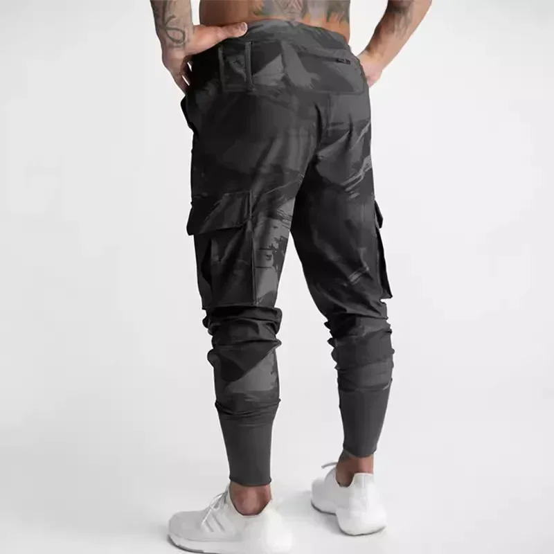 الخريف الرجال سستة مستقيم السراويل الصلبة طويلة سروال رصاص Splic عادية الدانتيل يصل الرباط مرونة الخصر جيب سليم بانت #4