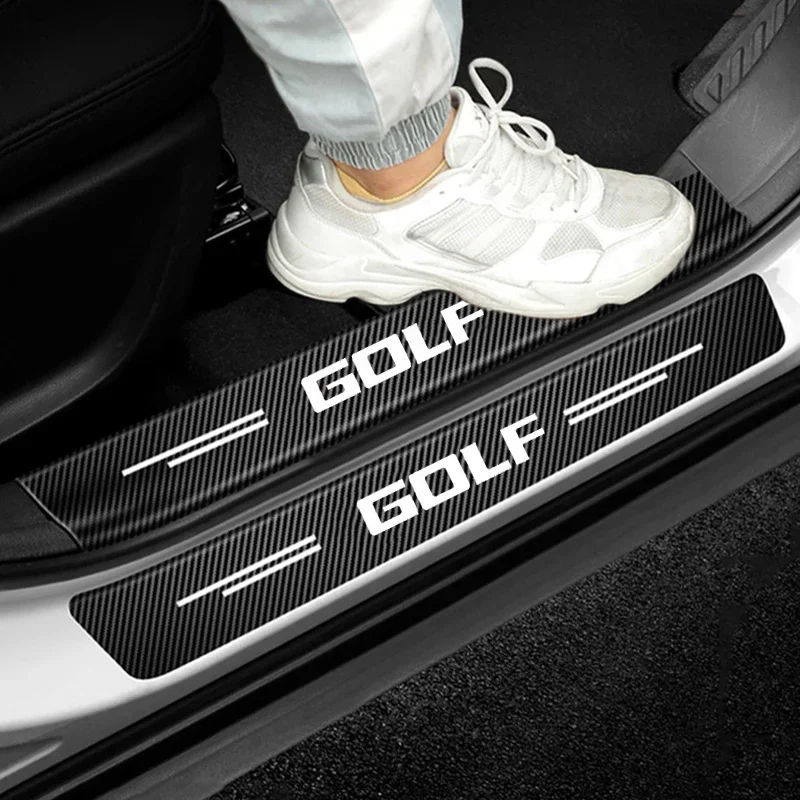 Carbon Fiber Car Door Sill Stickers Protect Film for VW GOLF GTI 4 5 7 6 3 Mk4 Mk3 Mk5 Mk6 Mk7 Mk8 Trunk Threshold Bumper Strips