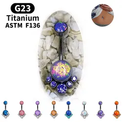 Titanium Add Opal G23 Belly Button Rings CZ Belly Piercing Body Jewelry Nombril Ombligo ASTM F136 Multicolor Gemstone Women Gift