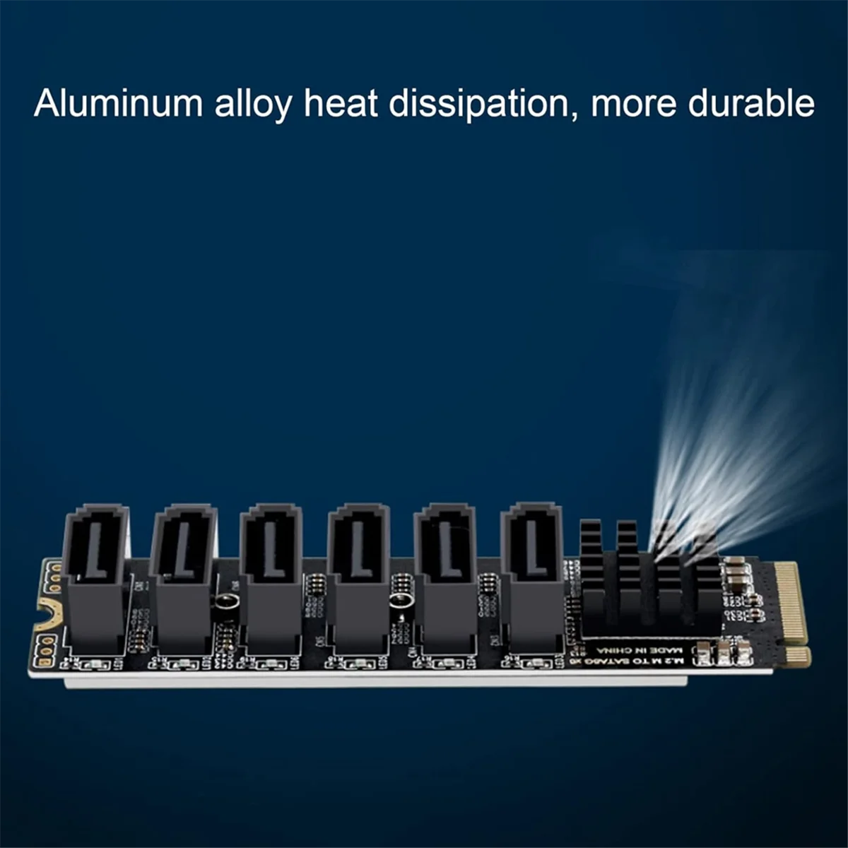 Tarjeta adaptadora ABEP-M.2 a SATA3.0, PCB 6Gbps de alta velocidad ASM1166 M.2 PCIE a tarjeta de expansión SATA compatible con 6 dispositivos SATA