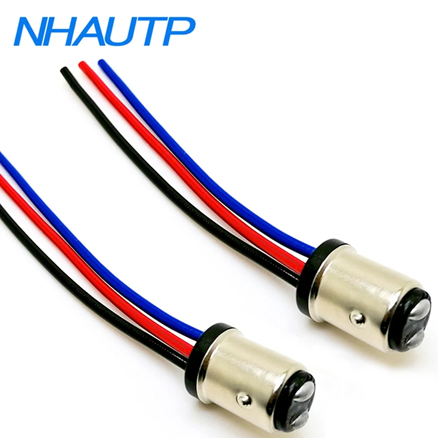 NHAUTP 2Pcs 1157 Adapter Male Plug BAY15D P21/5W Socket Connector Extended Wire For Car Brake Lamp