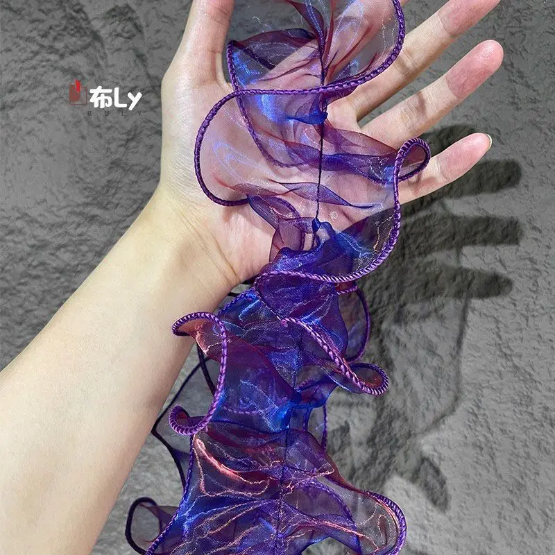 

Фиолетовый и синий постепенный выбор, симфонические кружевные аксессуары, мягкая волнистая ткань, ручная работа, сделай сам, декоративная дизайнерская ткань для одежды