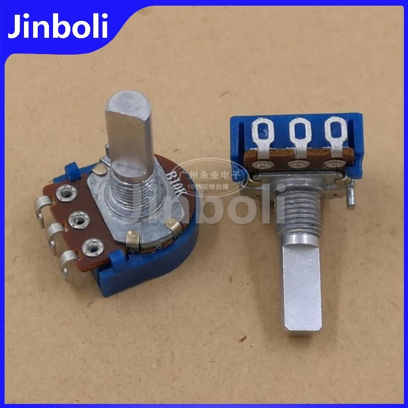 2PCS 148 Type Single Potentiometer 3Pins B10K With Dust Cover Power Amplifier Potentiometer Bent Foot Half Shaft Length 20MMF