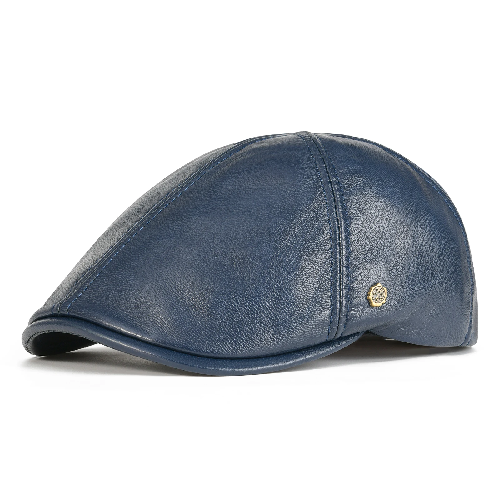 VOBOOM Lambskin Leather Ivy Newsboy Caps 6 Panel Cabbie Beret Hat Ivy Irish Gatsby Flat Driving Beret