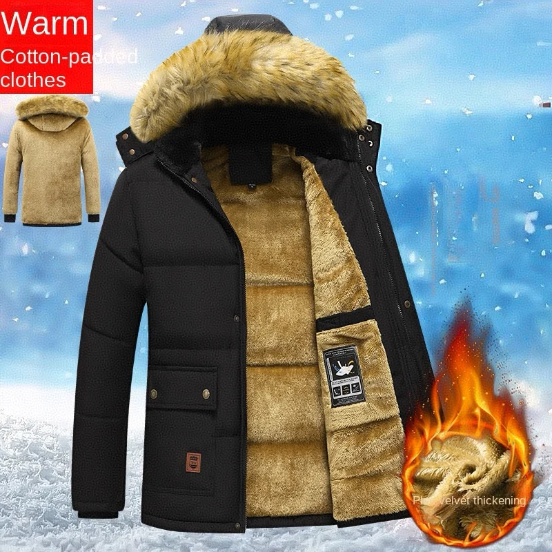 

Cross border exclusive European size middle-aged and elderly cotton clothes men's cotton clothes winter new style with plush and