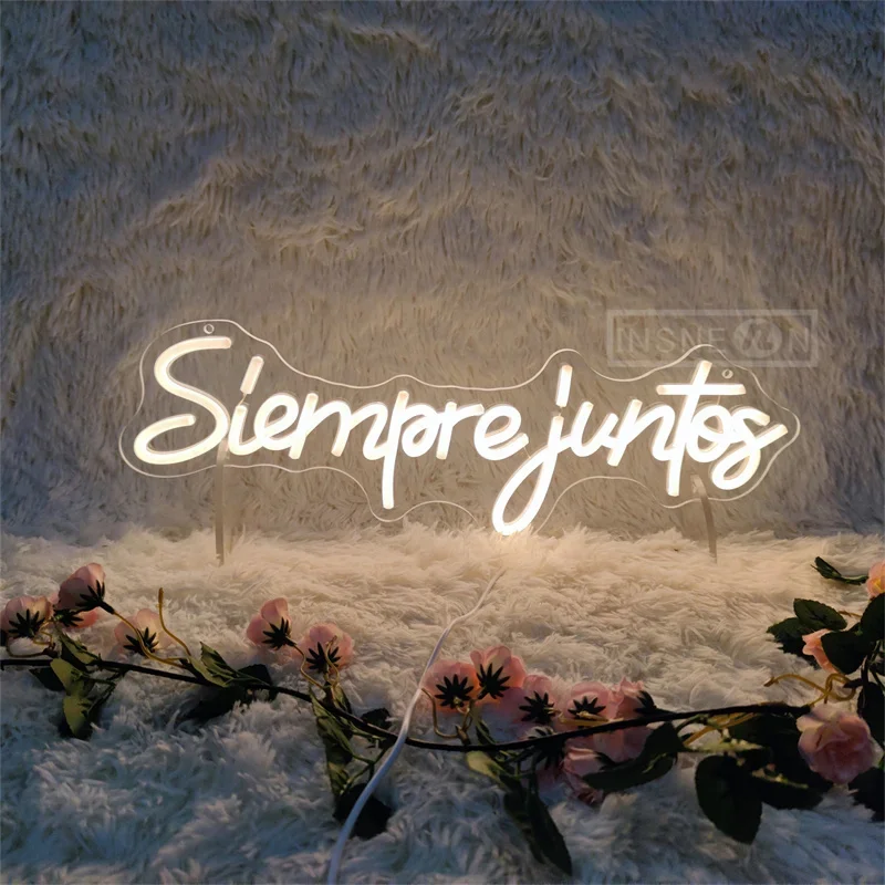 Siempre Juntos Neon Signs Spanish Neon Signs Always Together Led Neon Signs for Wedding Engagement Party Home Wall Decor