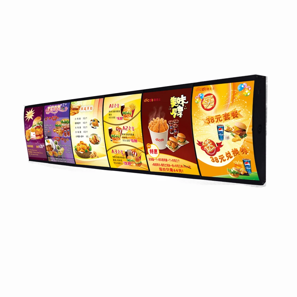 (6 Graphics/ Column ) Curved Slim Led Menu Board Sign Poster Display Lightbox Restaurant Board with LEDs ,Wall Mounted