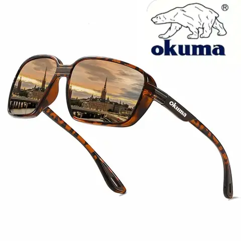 OKUMA fyrkantiga polariserade solglasögon för män och kvinnor utomhusresor sport cykling förare fiskeglasögon 12 best sales Okuma-rulle - №11