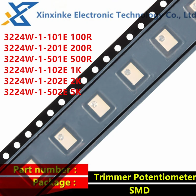 3224W-1 SMD Trimmer Potentiometer Adjustable Resistance 1K 2K 5K 10K 20K 50K 100K 1M 2M 100R 200R 500R 3224W-1-504E  3224W-1-105