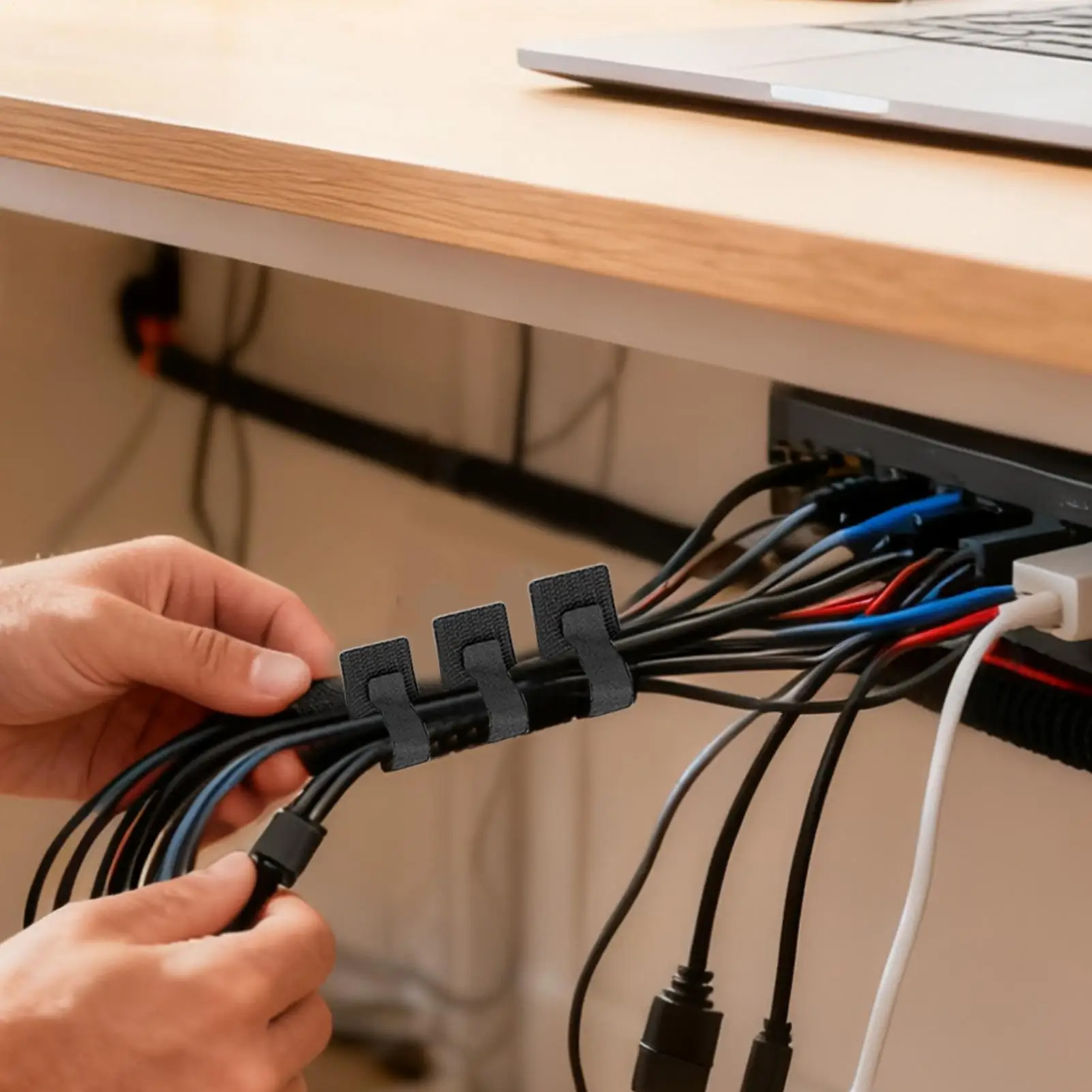 

Кабельные стяжки на липучке, 10 шт., регулируемые ремни, органайзер для кабелей, управление для семьи, студентов, домашнего офиса, кухни