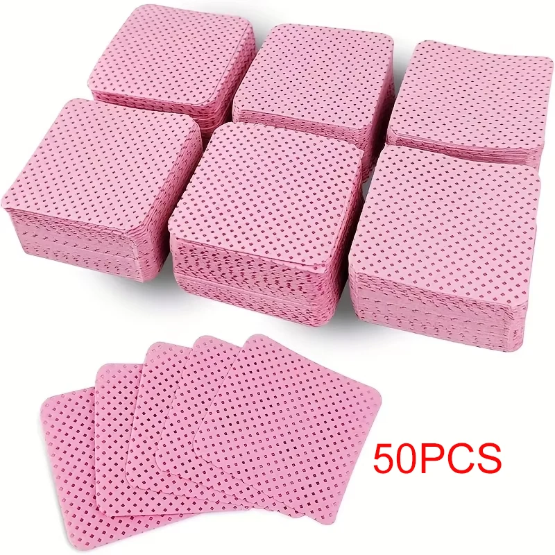 50 مناديل أظافر خالية من الوبر، مناديل أظافر فائقة الامتصاص لإزالة طلاء الجل وملحقات الرموش وإعداد الأظافر (أبيض، وردي) #1