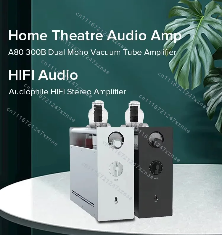 HIFI Stereo Amplifier 2-Channel Home Theater Audio Amplifier, A80 300B Dual Mono Vacuum Tube Amplifier Class  Audiophile, 1 Pair