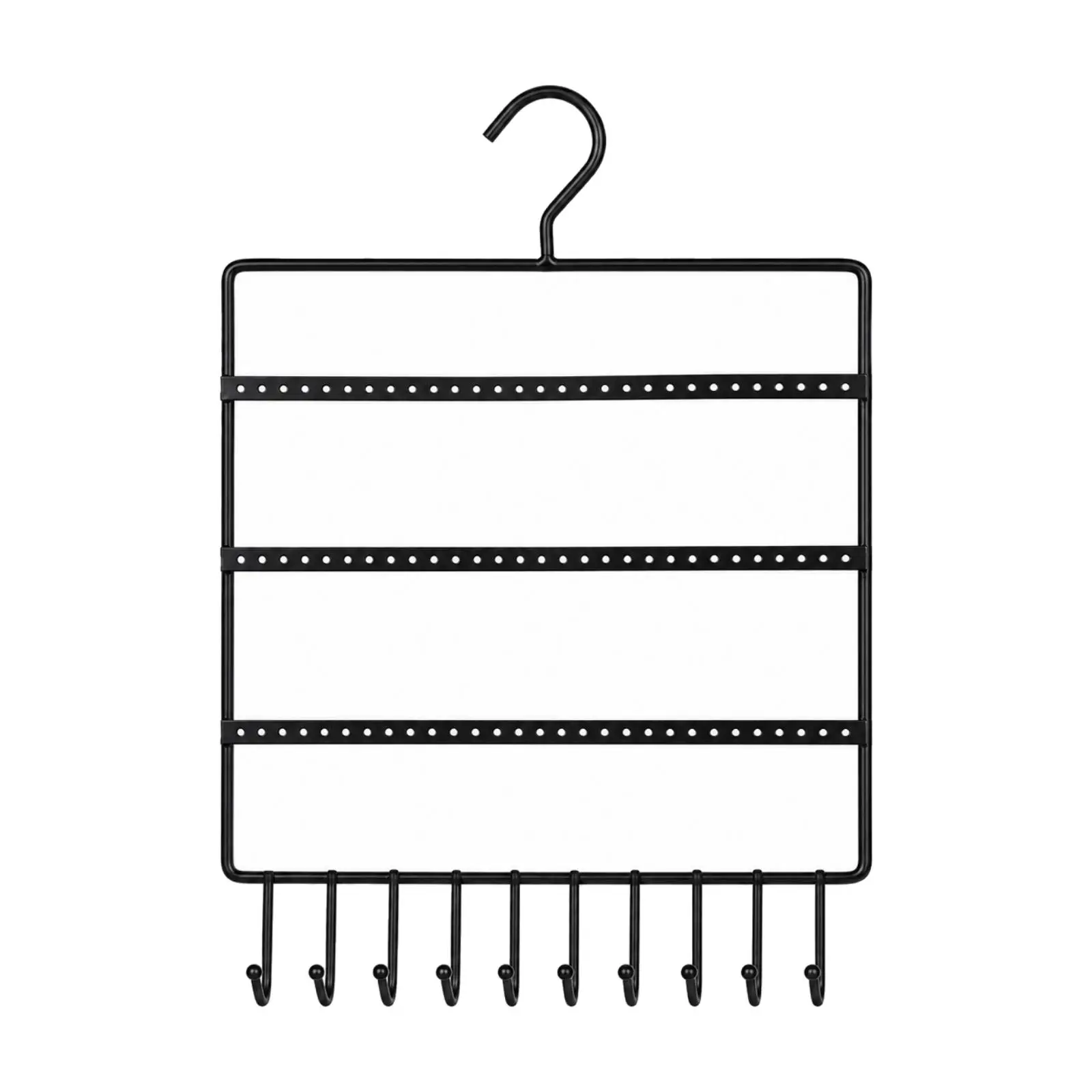 Wall Mounted Jewelry Holder Metal Wire Organizer with Hanging Hooks for Necklace Earring Bracelet Storage Bedroom Entryway