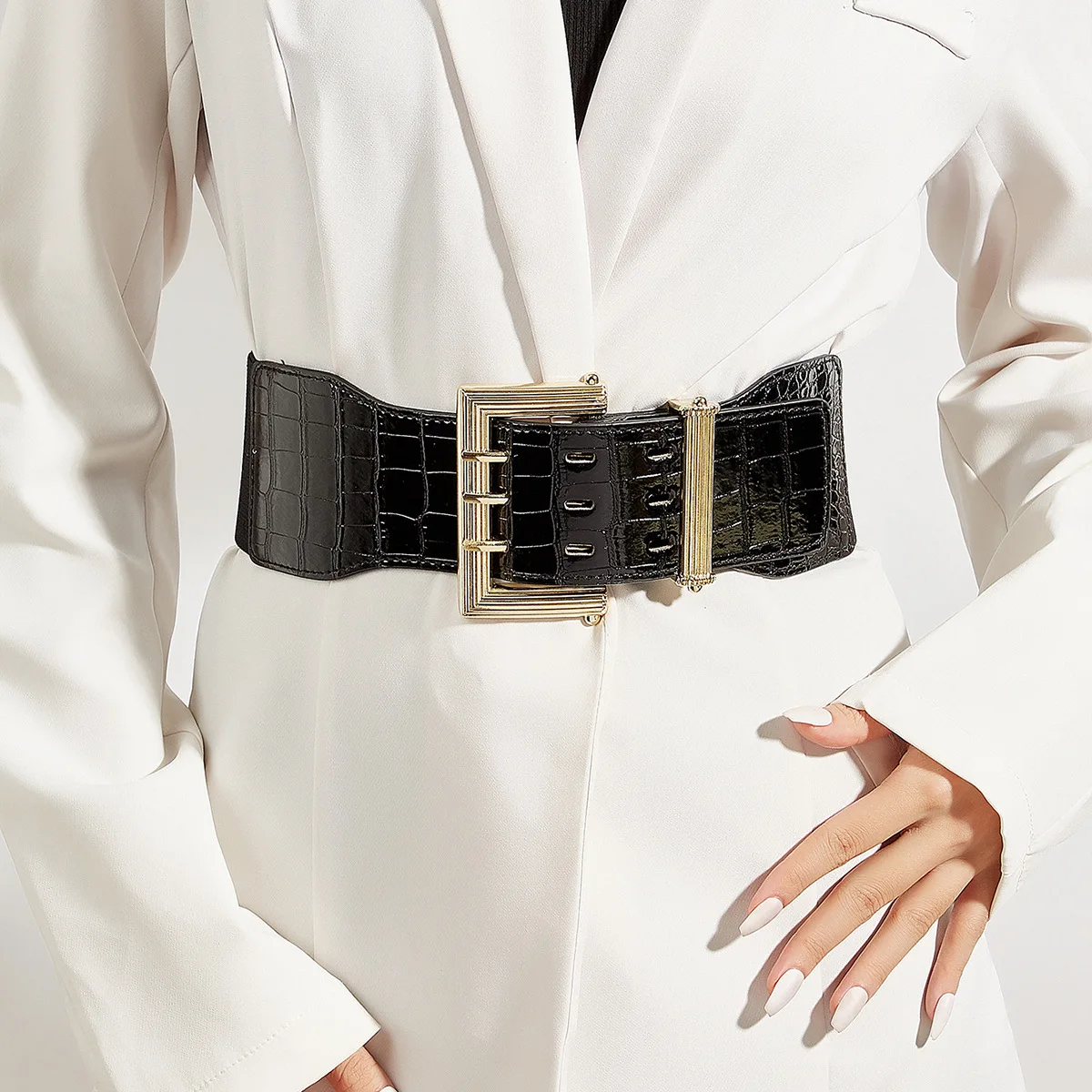 

European and American Retro Elastic Elastic Belt Women Wear Wide Fashion Versatile with Suit Coat Waist Seal Decorative Waist