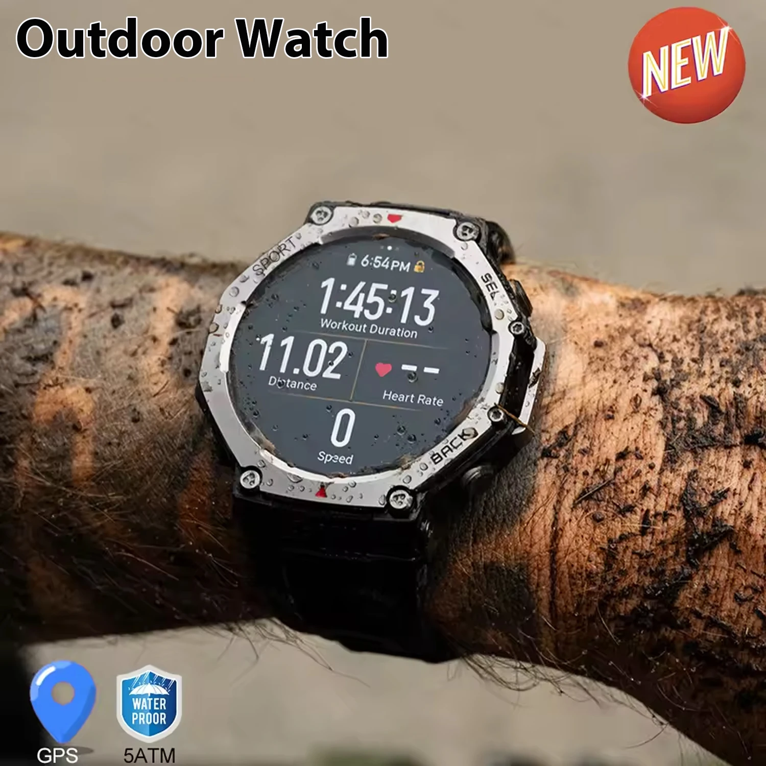 

2025New Outdoor Smart watch 100+Sports Mode GPS Positioning Bluetooth 5.3 Men 500mAh Battery 466*466 HD Display 5ATM Waterproof