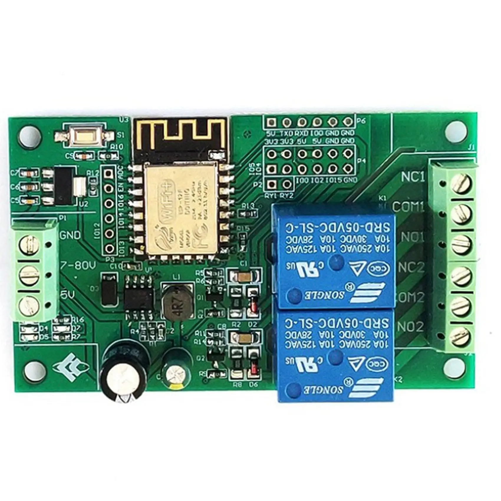 5x-esp-12f-wifiリレーモジュール-2チャンネル-5v-8-80v-ネットワークリレースイッチ-arduino-ide対応-スマートホームアプリ遠隔制御-y41a