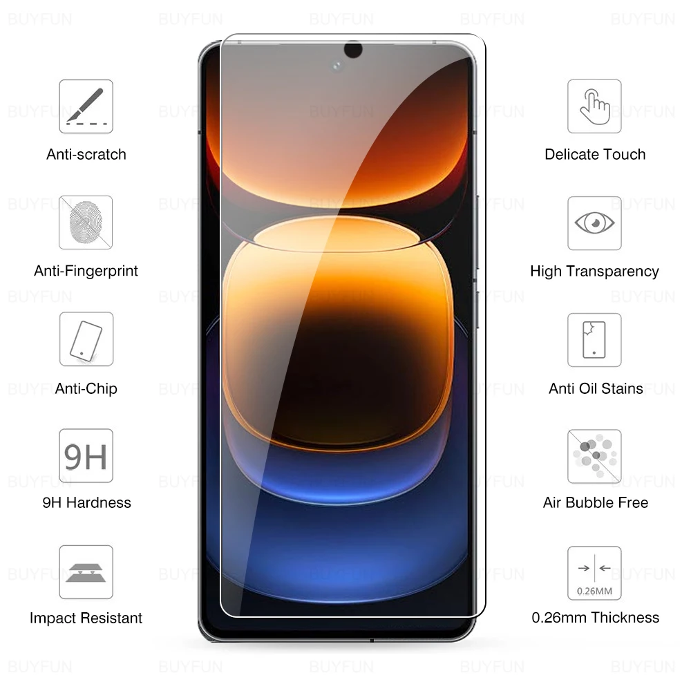 2in1 For Vivo iQOO 12 iQOO12 HD Tempered Glass Screen Protector Camera Lens Protective Film Transparen Front Protection Films