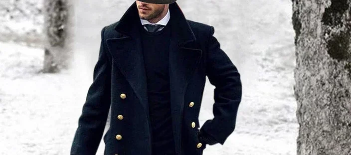 الرجال الخريف الشتاء معطف تويد بلون طويلة الأكمام ترتيب الأسرة طوق زر عارضة أزياء دافئة مريحة العادية القياسية صالح #4