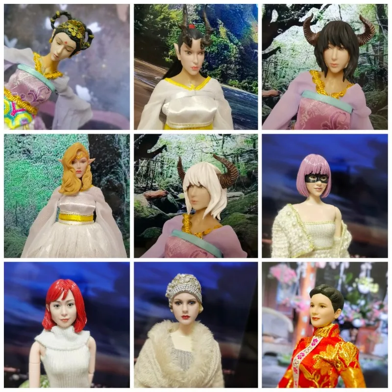 

1/6 Scale Short Haired Ancient Hairstyles Beauty Anime Character Head Sculpture Toys for 12" TBL PH Pale Skin Female Soldier