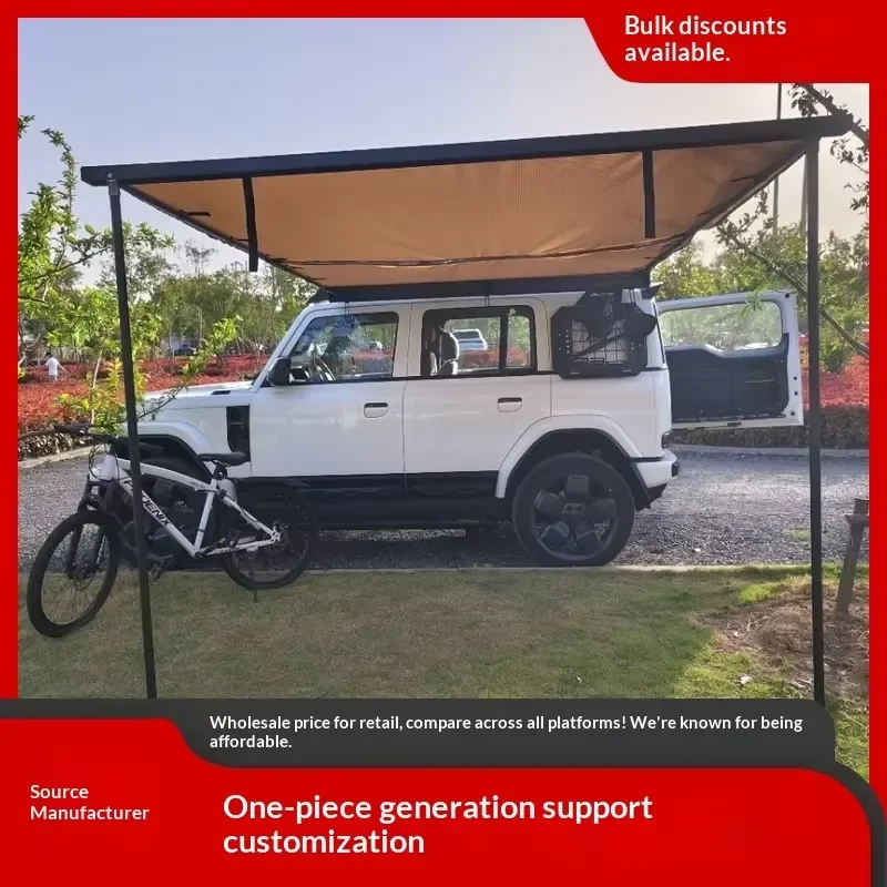 Hard-Shell Polyester Waterproof Car Side Tents and Sunshade Awnings for Pickup Trucks and SUVs with Aluminum Alloy Frame