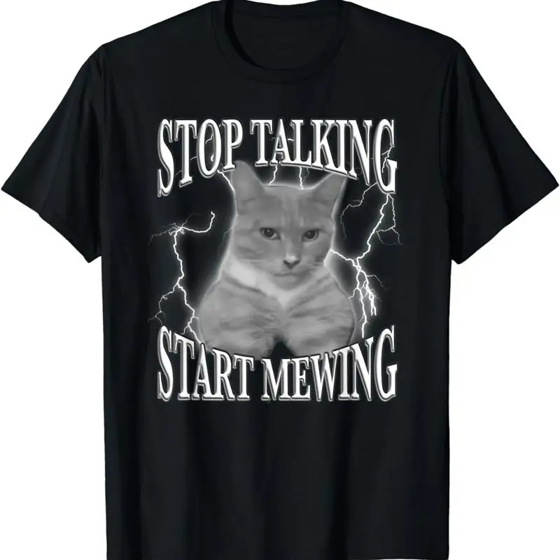 Stop Talking Start Mewing Funny LooksMaxing Meme Cat Trendy T Shirt