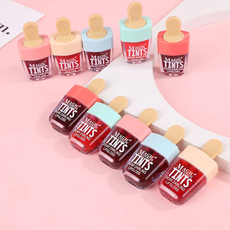 12Pcs Korea Fruit Lip Tint Ice Cream Lip Gloss Moisturizing Longlasting Non-sticky Liquid Lipstick Lips Makeup