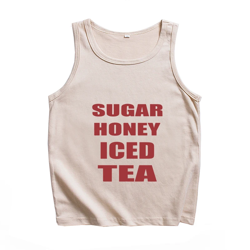 قمصان علوية لعسل السكر اللاتيو ، سترة شاي مثلجة ، هدية لمحبي الموسيقى ، تي شيرت مطبوع صيفي ، بدون أكمام ، كاجوال ، صيفي ، ، ، من من