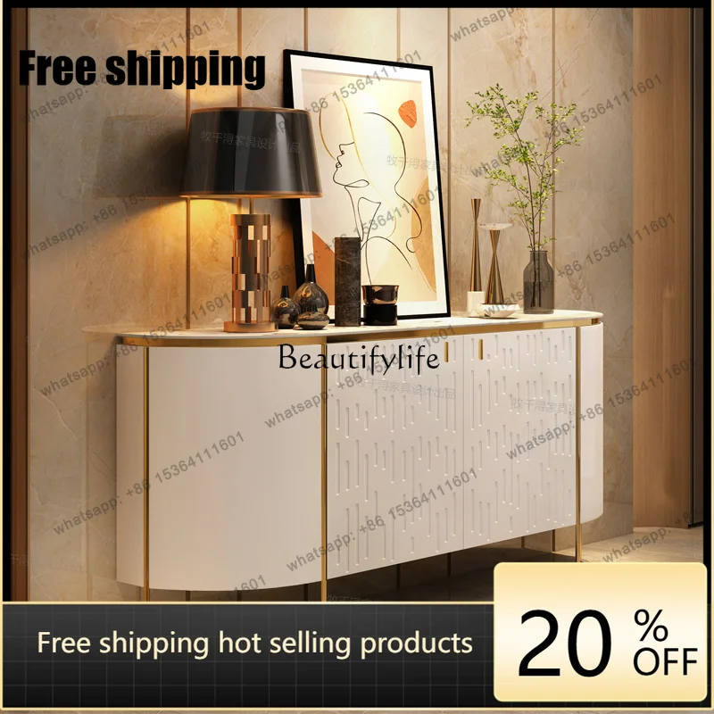 Factory Direct Italian light luxury entrance cabinet, high-grade large flat-level living room, high-grade rock slab decoration