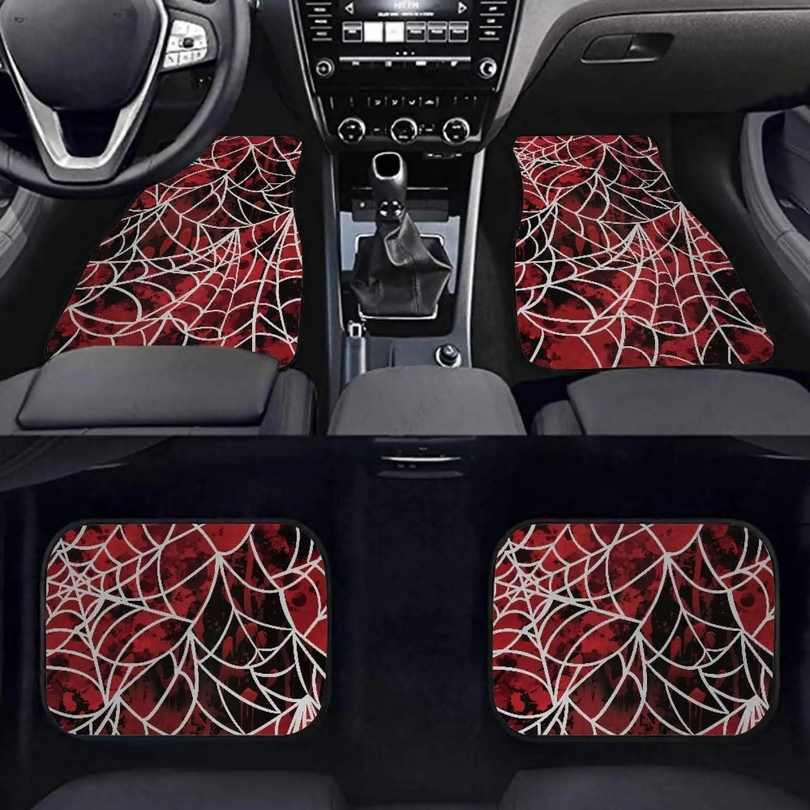 

Alfombrillas Coche Rojas Telaraña Halloween, 4 Piezas, Alfombrillas Ajuste Universal Para Pies Coche, Juego Alfombras Lant