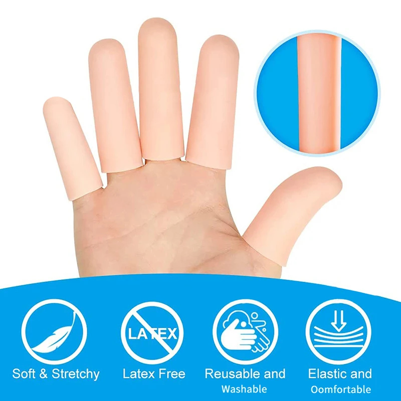 10Pcs Cooking Kitchen Tools Silicone Gel Tube Finger Protector Anti-cut Heat Resistant Finger Sleeves