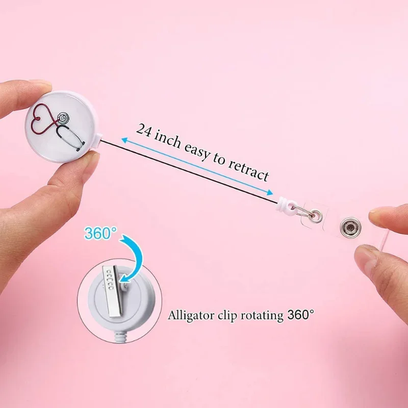 Retractable ID Name Badge Reel For Doctors Nurses Work Card Holder Accessories Workers Pass Staff Employee\'s Card Clip