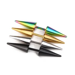 WKOUD 1Pair Classic Fashion Punk Rock Rivet Spike Tip Cone 316L Stainless Steel Women Men Ear Stud Earring Piercing Body Jewelry