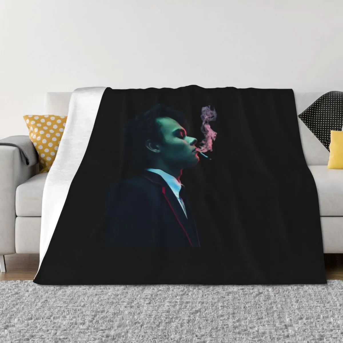 

Marcus Black Background Throw Blanket cosplay anime Comforter Multi-Purpose Large Blankets