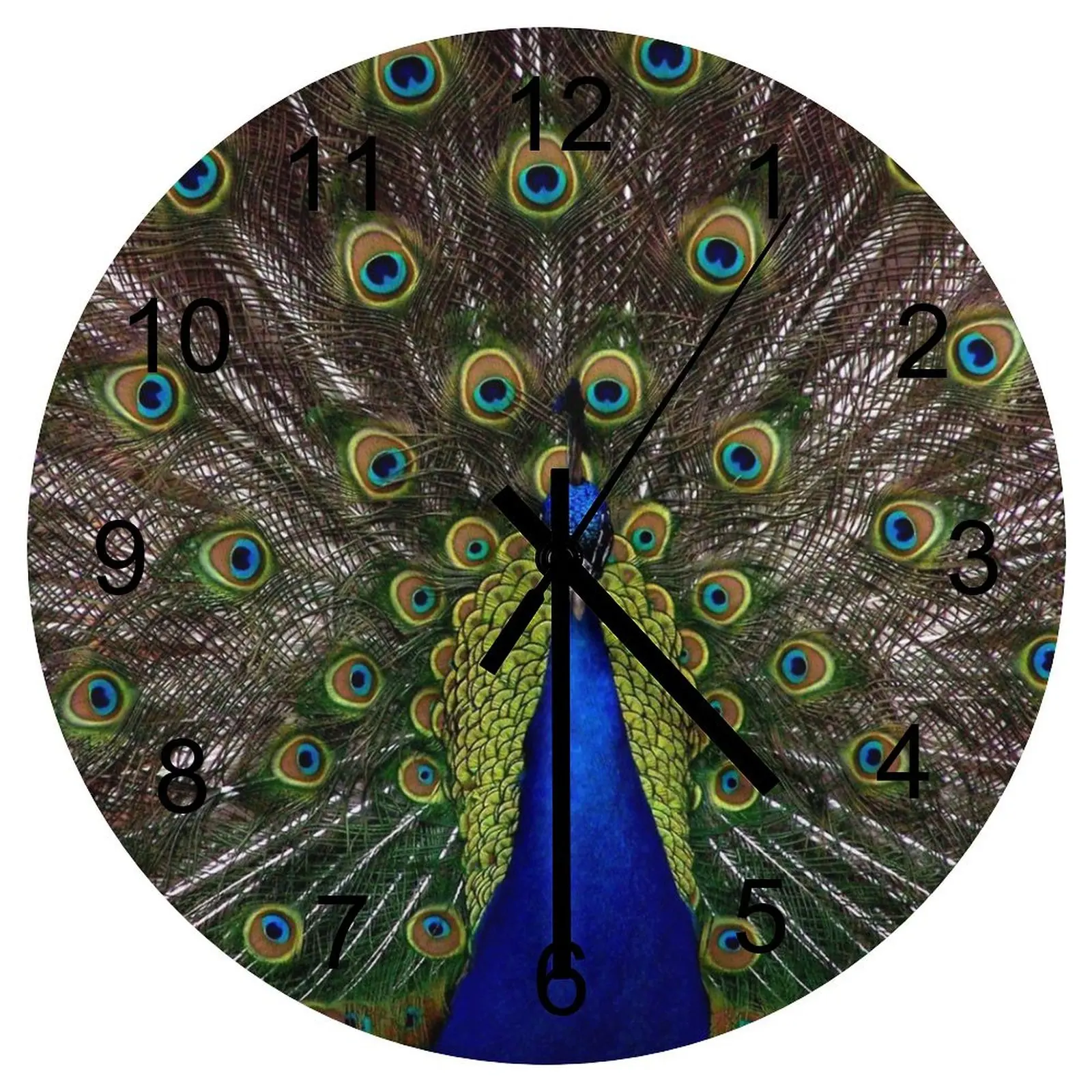 

Study Wall Clock Animal Peacock Clocks 12 inch Mute Fashion Round Creative Trend Classic Home Decor