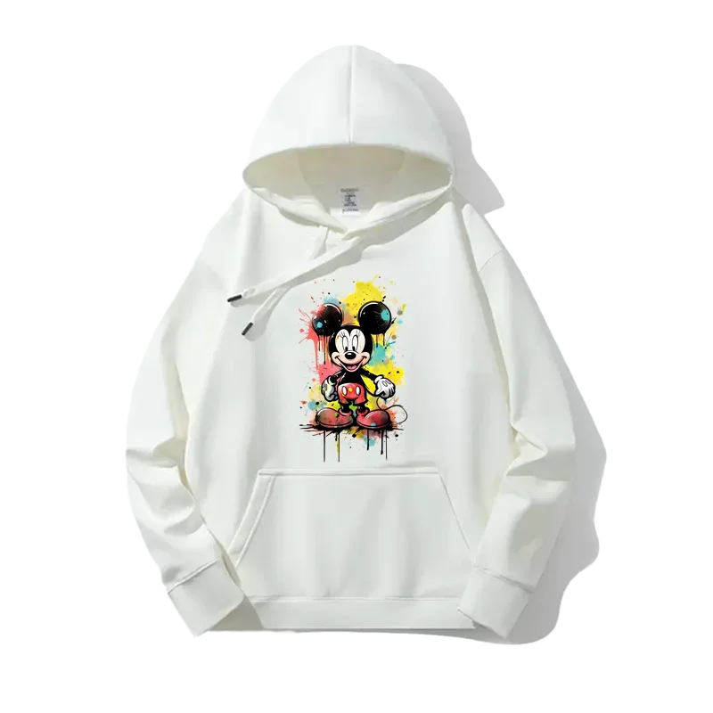 Hoodie motif Mickey untuk pria dan wanita, pakaian hoodie pasangan trendi, gambar kartun Retro, Mickey Mouse, hoodie motif Mickey, baru, musim gugur dan musim dingin