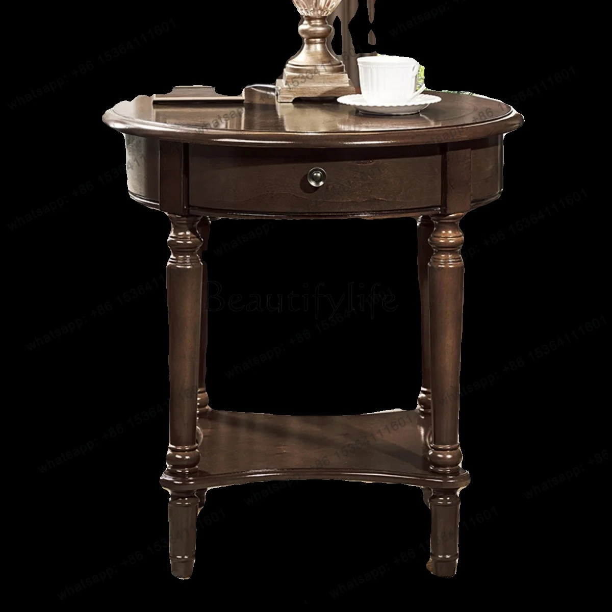 sofa side few solid wood walnut small round table negotiation table balcony light luxury high-end small table
